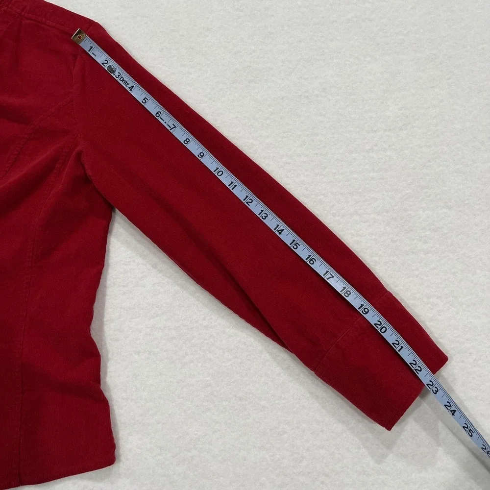 Corduroy Jacket Womens Large Red  Tomato Girl Fall Blazer Office Western Snap
